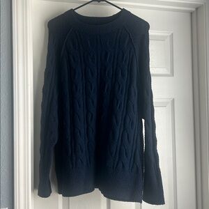 Aerie Navy Cable Knit Sweater